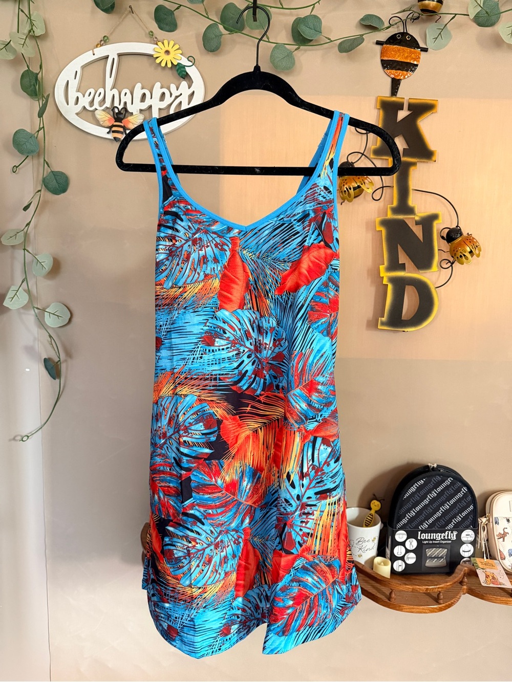 Tropical Blue & Red Sundress